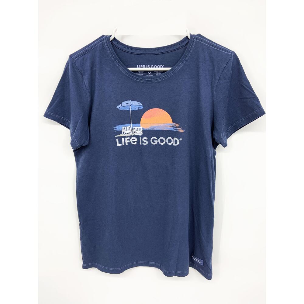 Life is Good Crusher - Lite Womens Blue T Shirt Size M
